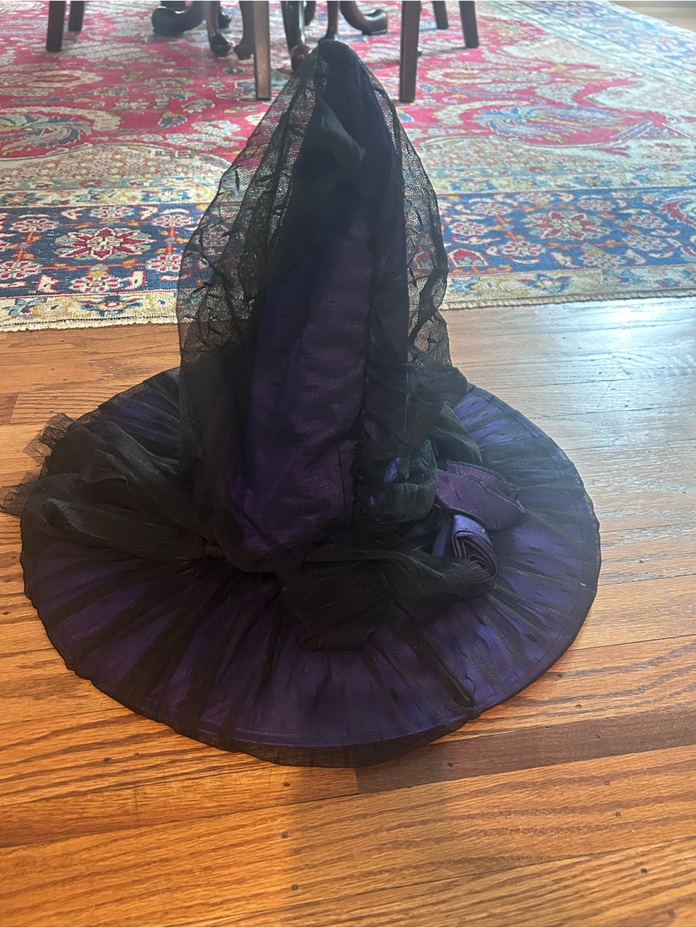 Purple Witch Hat Costume with Black tulle